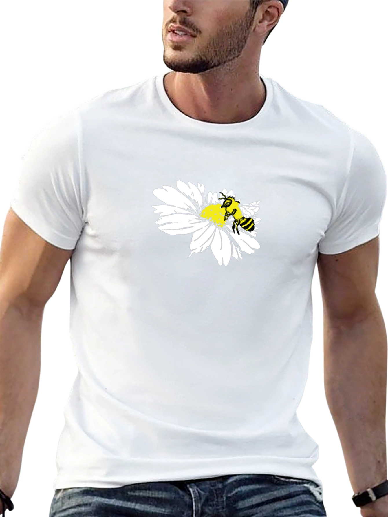 Bee on Daisy Graphic T-Shirt - Black