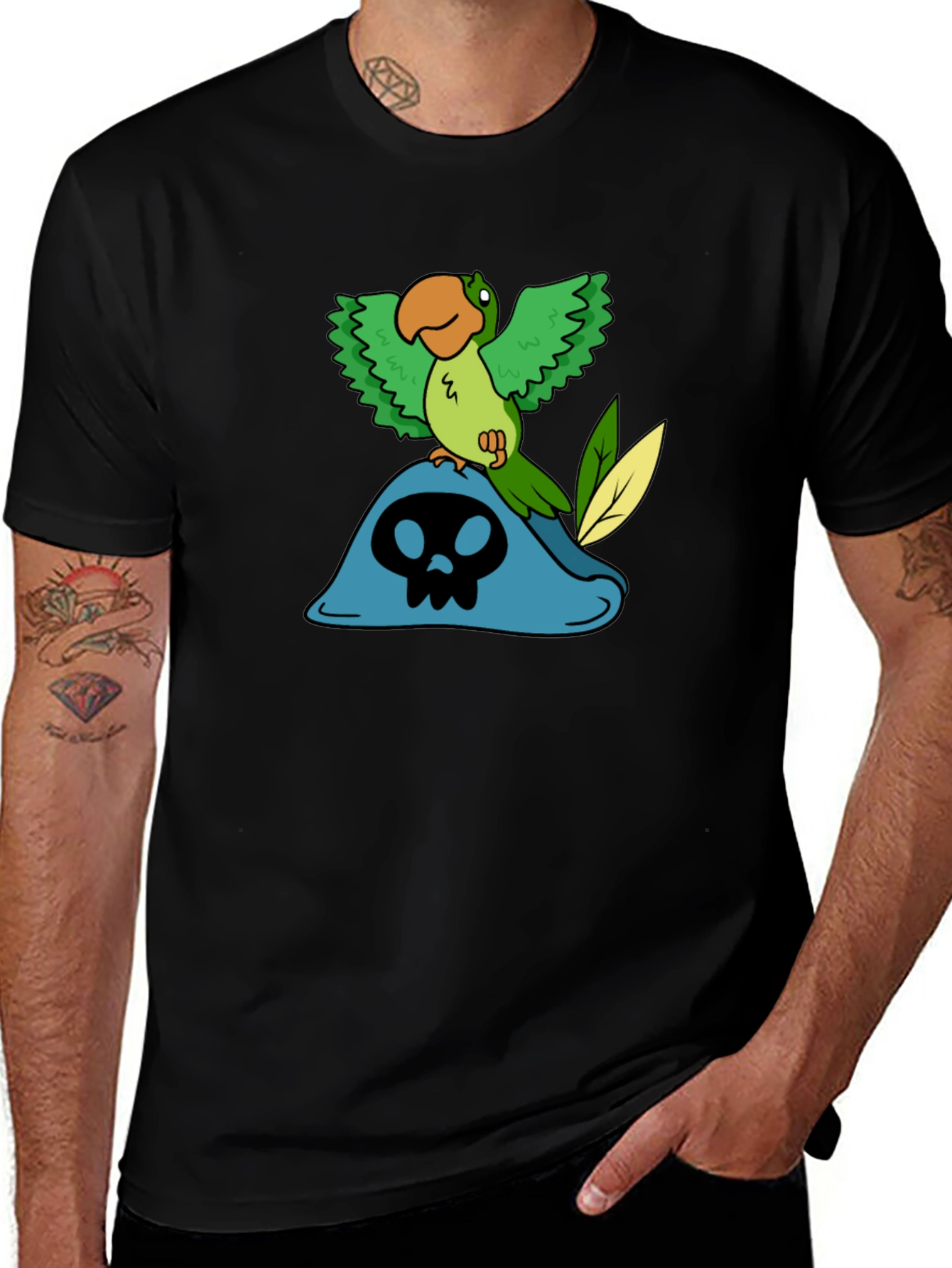 Pirate Parrot T-Shirt - Black Cotton Tee
