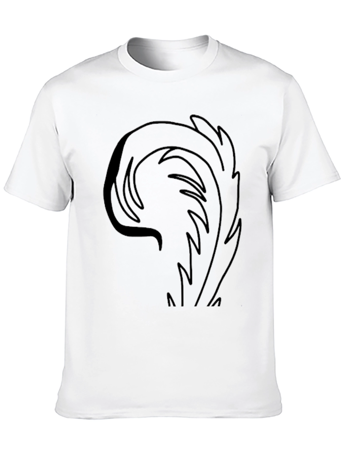 Mens Black T-Shirt with Abstract Feather Design