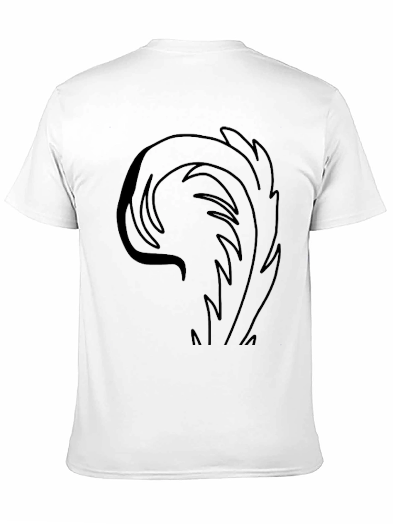 Mens Black T-Shirt with Abstract Feather Design