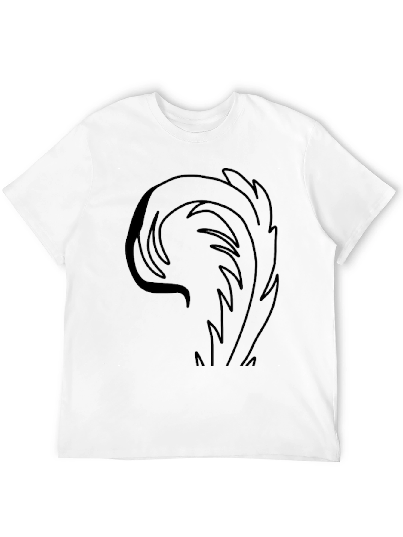 Mens Black T-Shirt with Abstract Feather Design