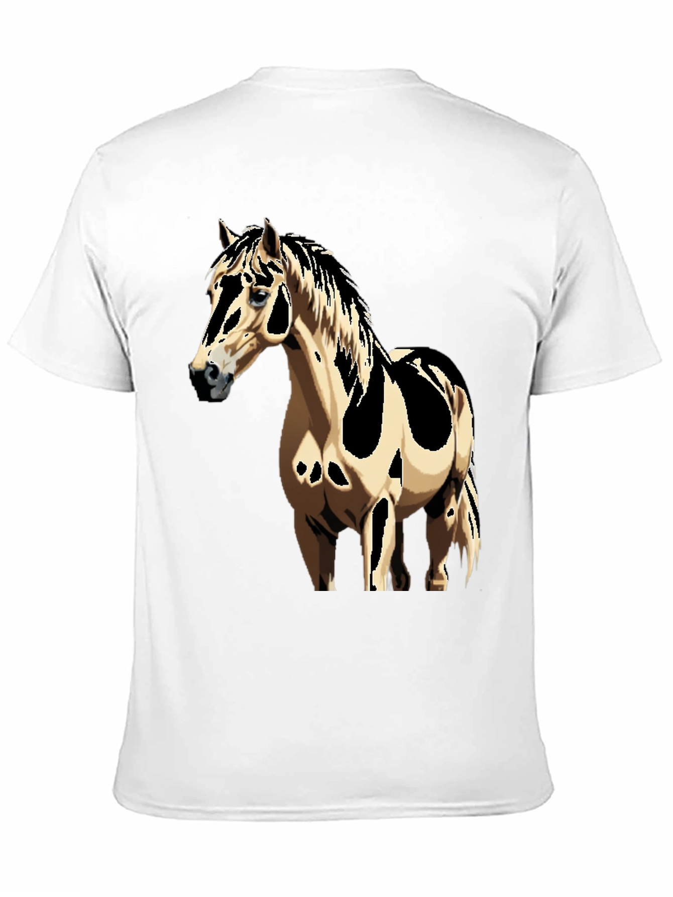Horse Graphic Tee - Black Cotton Casual Shirt