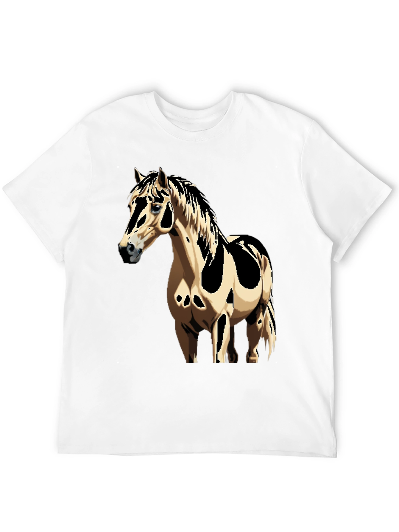 Horse Graphic Tee - Black Cotton Casual Shirt