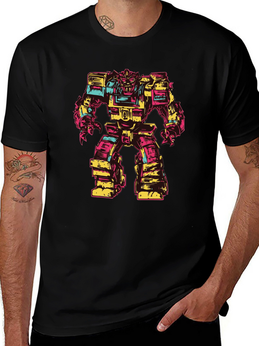 Retro Robot Graphic Tee - Bold Black T-Shirt