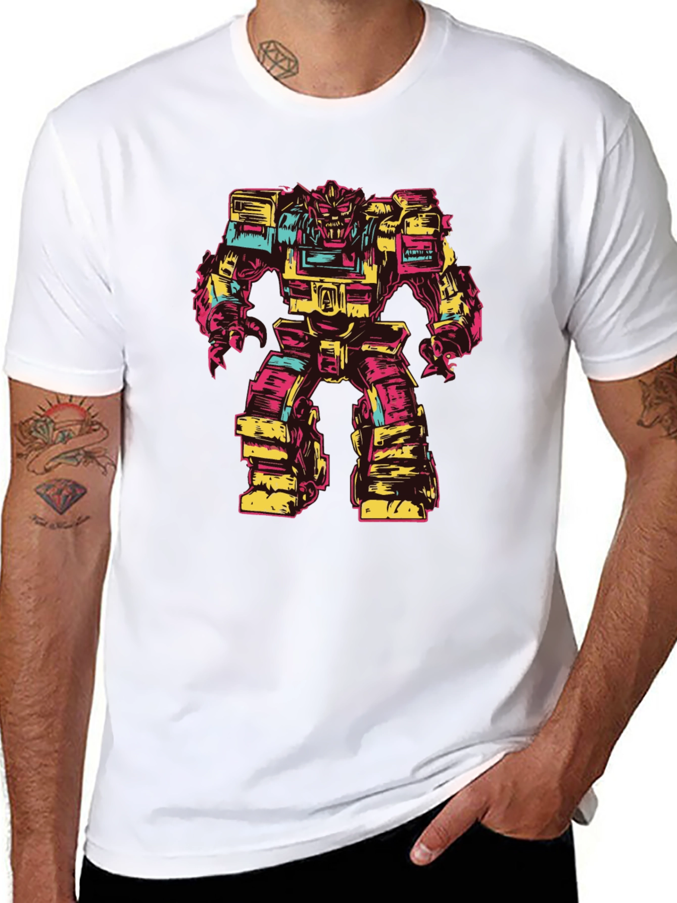 Retro Robot Graphic Tee - Bold Black T-Shirt