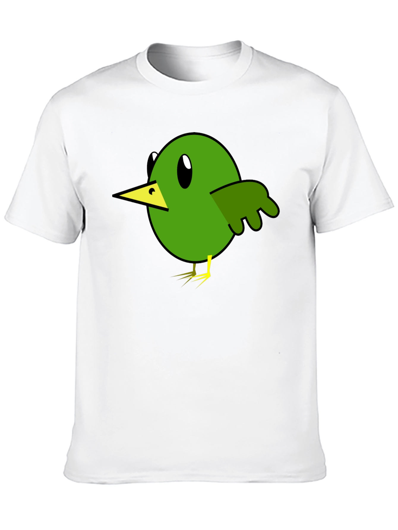 Cartoon Bird Graphic Tee - Black Cotton T-Shirt