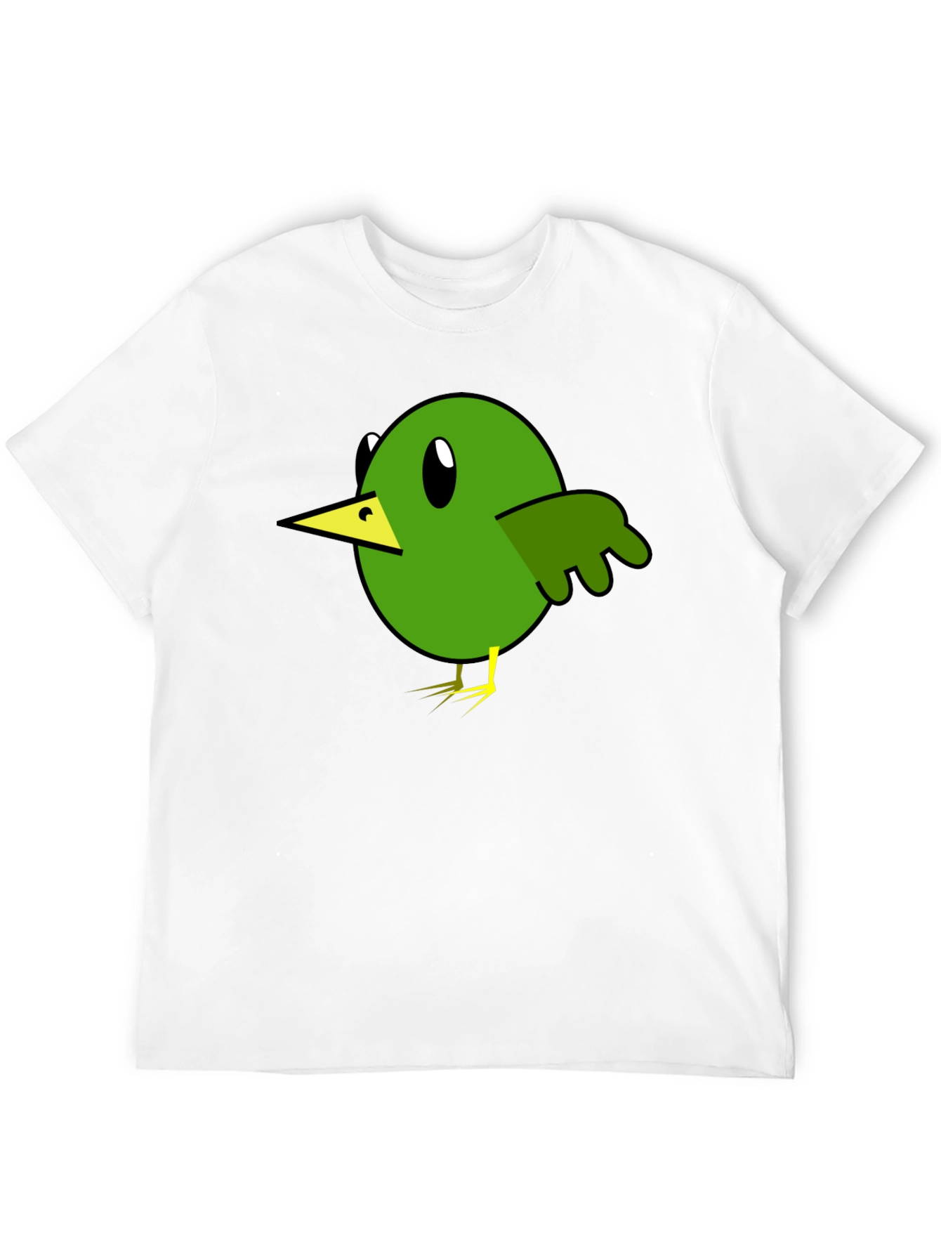 Cartoon Bird Graphic Tee - Black Cotton T-Shirt