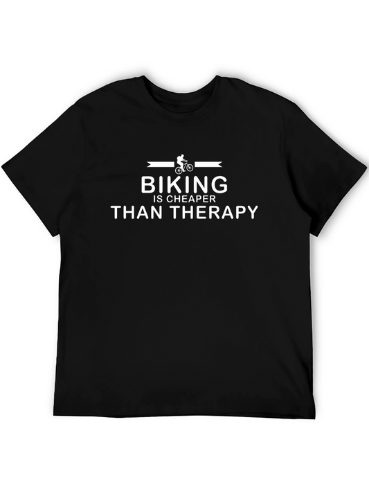 Biking is Cheaper Than Therapy Black T-Shirt