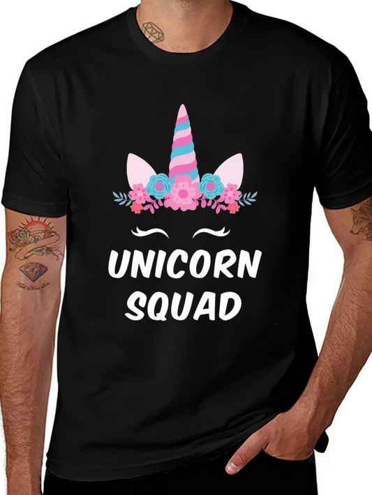 Unicorn Squad Graphic Tee - Black Cotton Shirt
