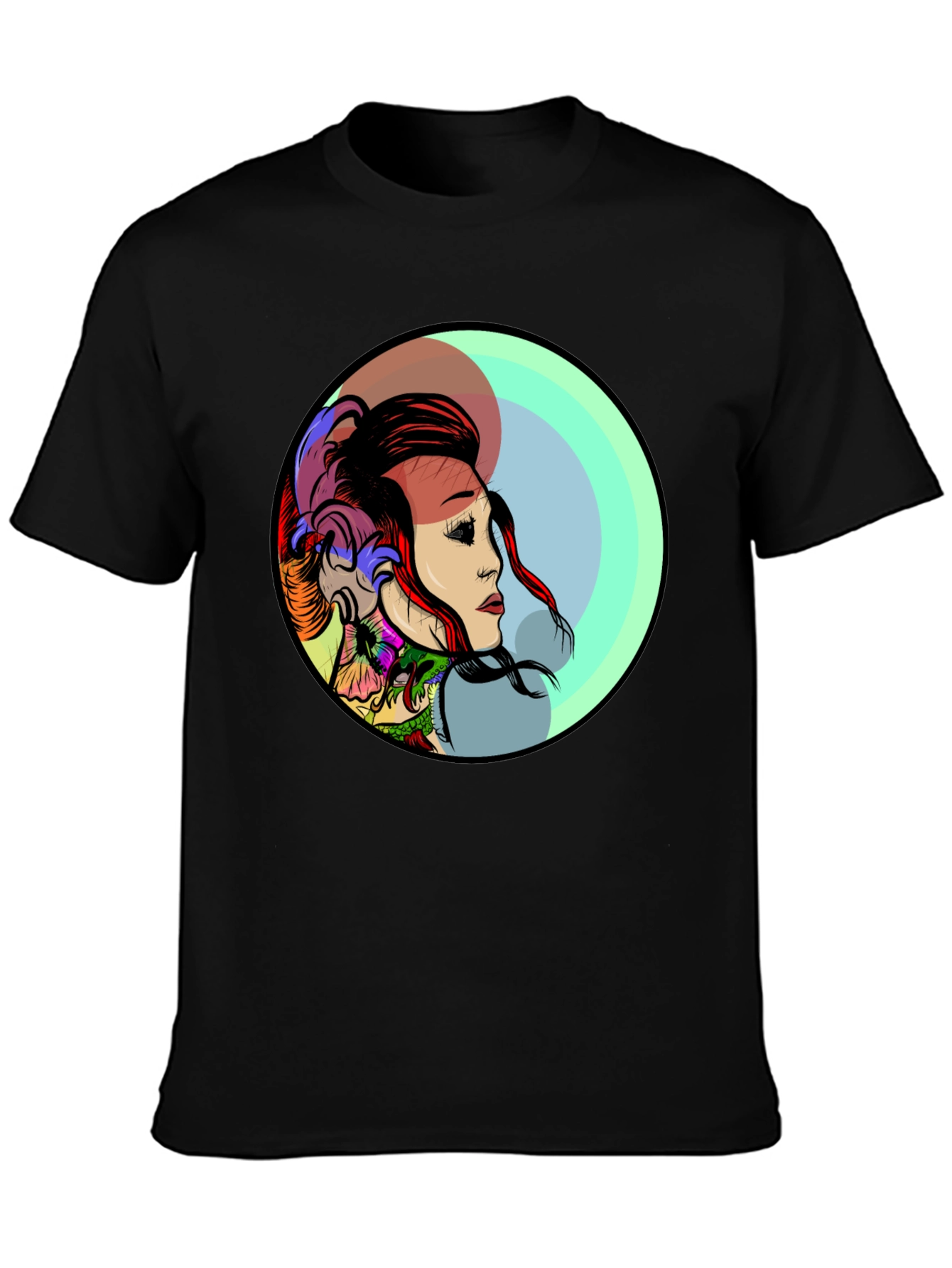 Edgy Tattoo Art Graphic Black T-Shirt for Men