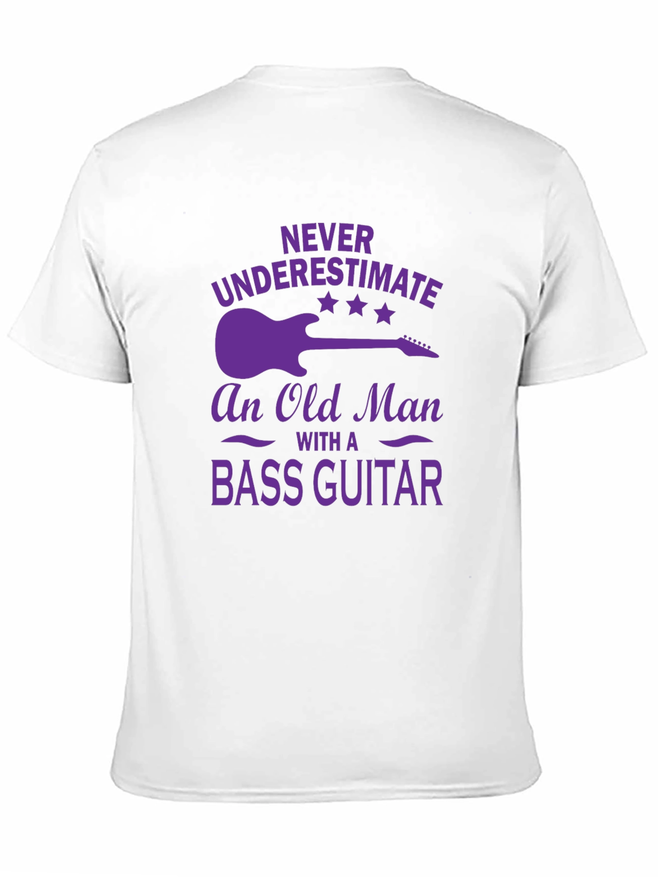Bass Guitar Old Man T-Shirt - Purple Graphic Tee