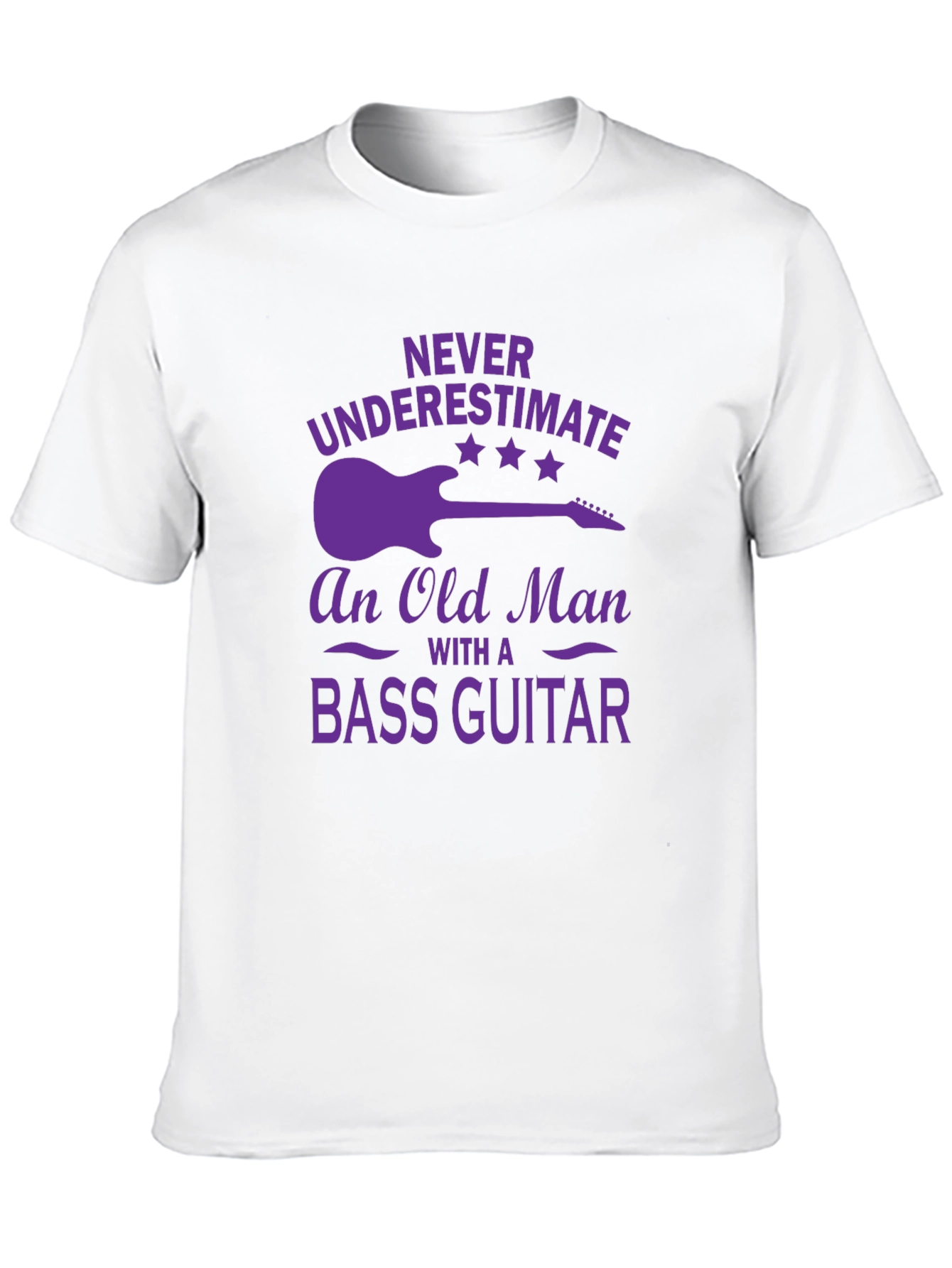Bass Guitar Old Man T-Shirt - Purple Graphic Tee
