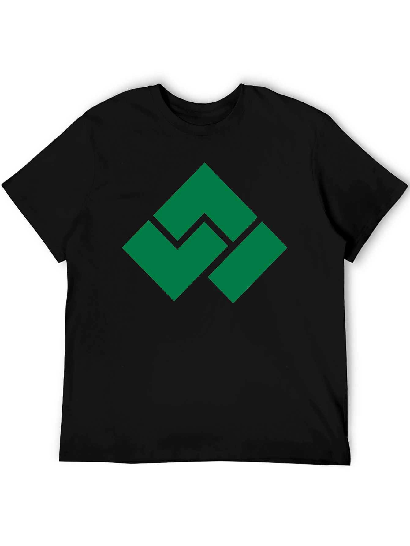 Geometric Green Logo Black T-Shirt