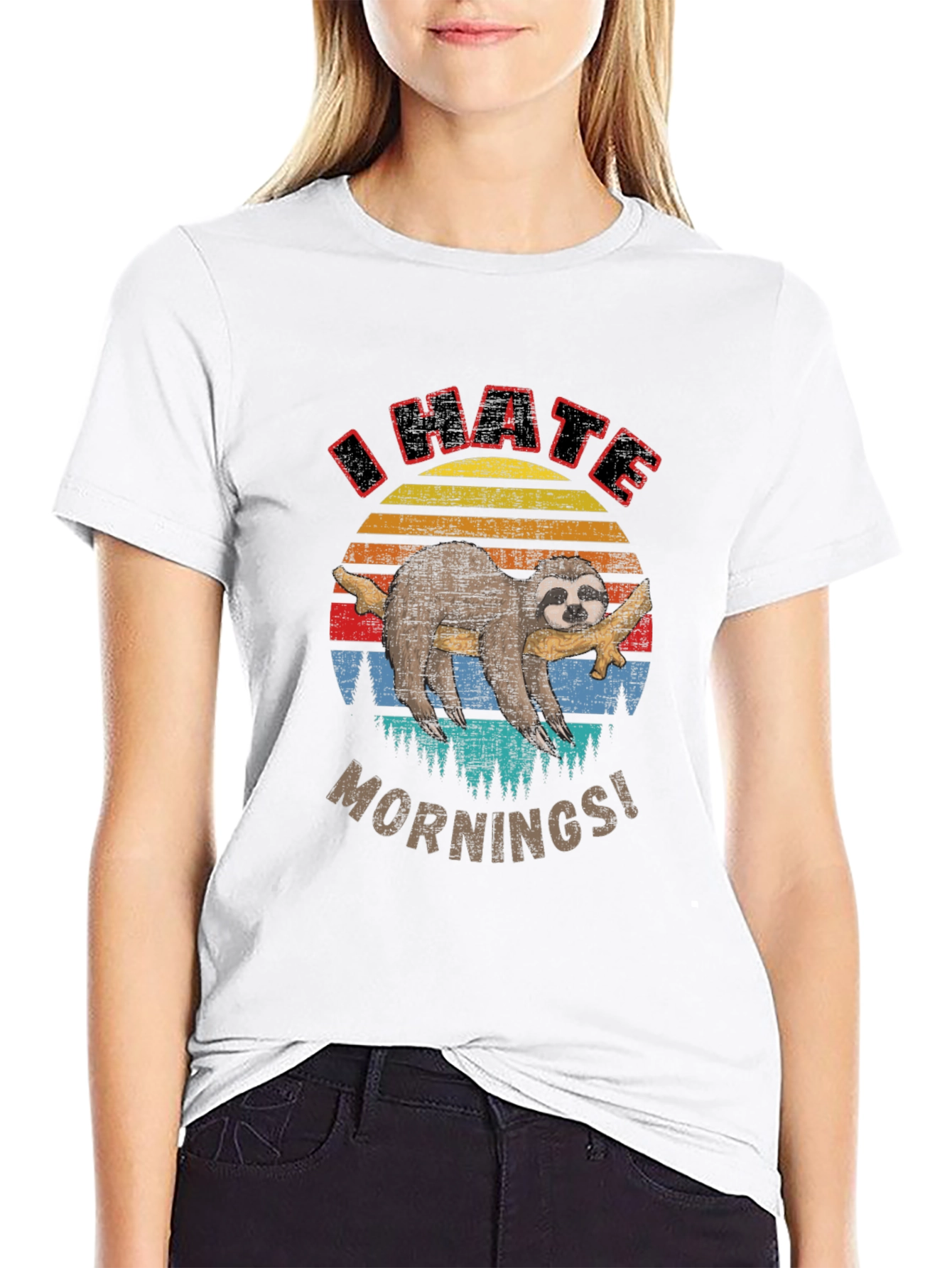 I Hate Mornings Sloth Graphic Tee