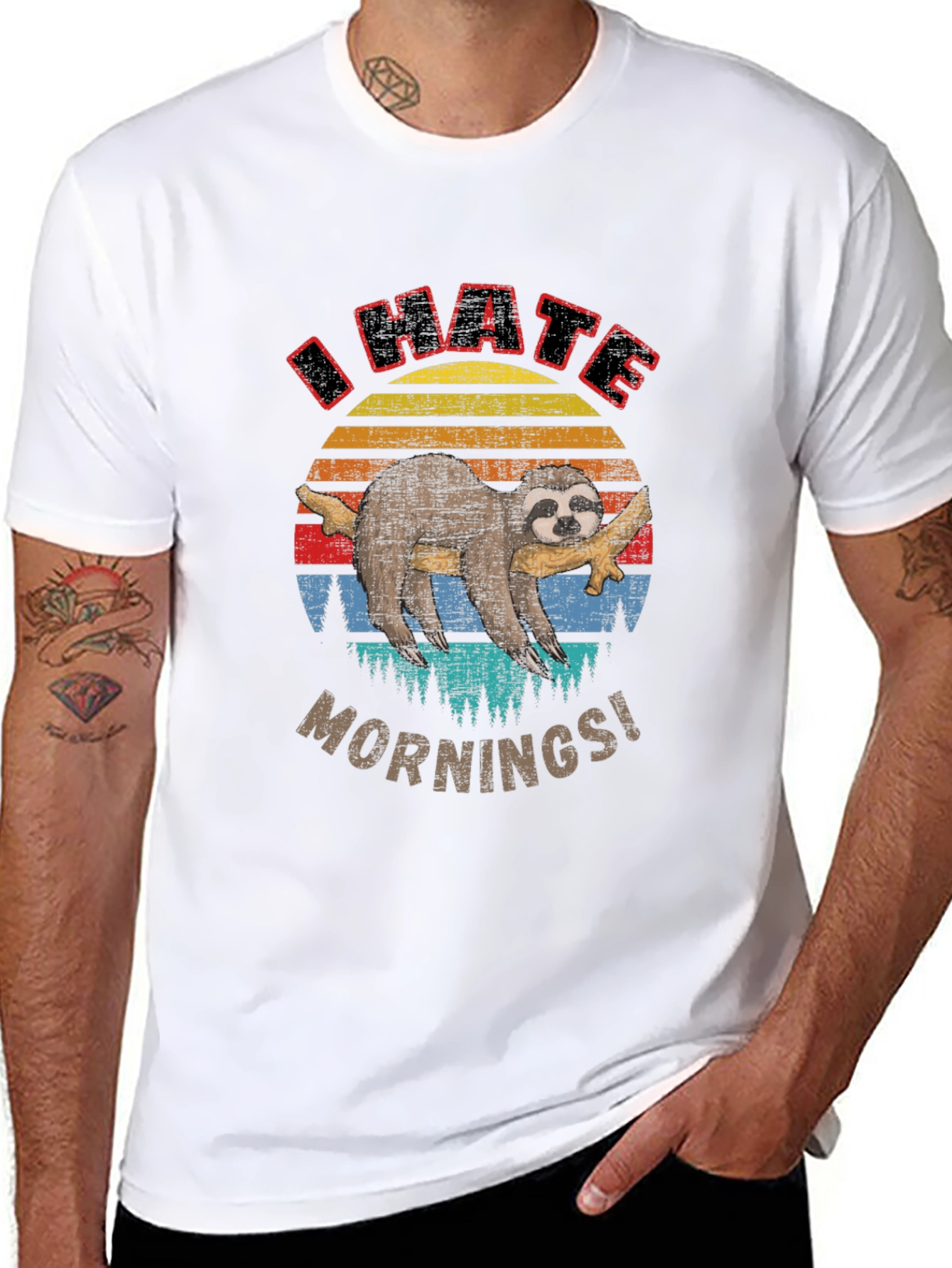 I Hate Mornings Sloth Graphic Tee