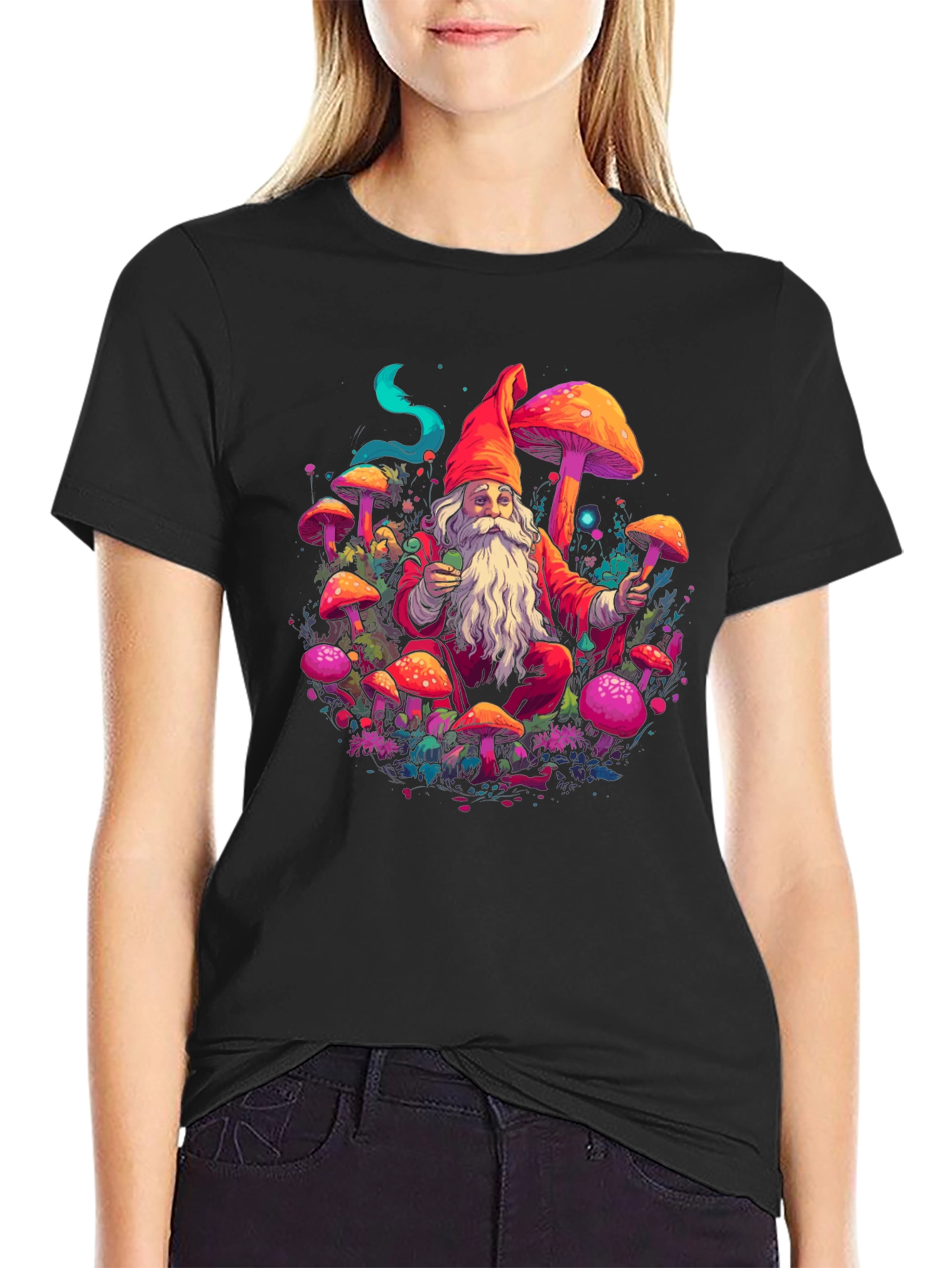 Mushroom Gnome Graphic Tee - Funky Design