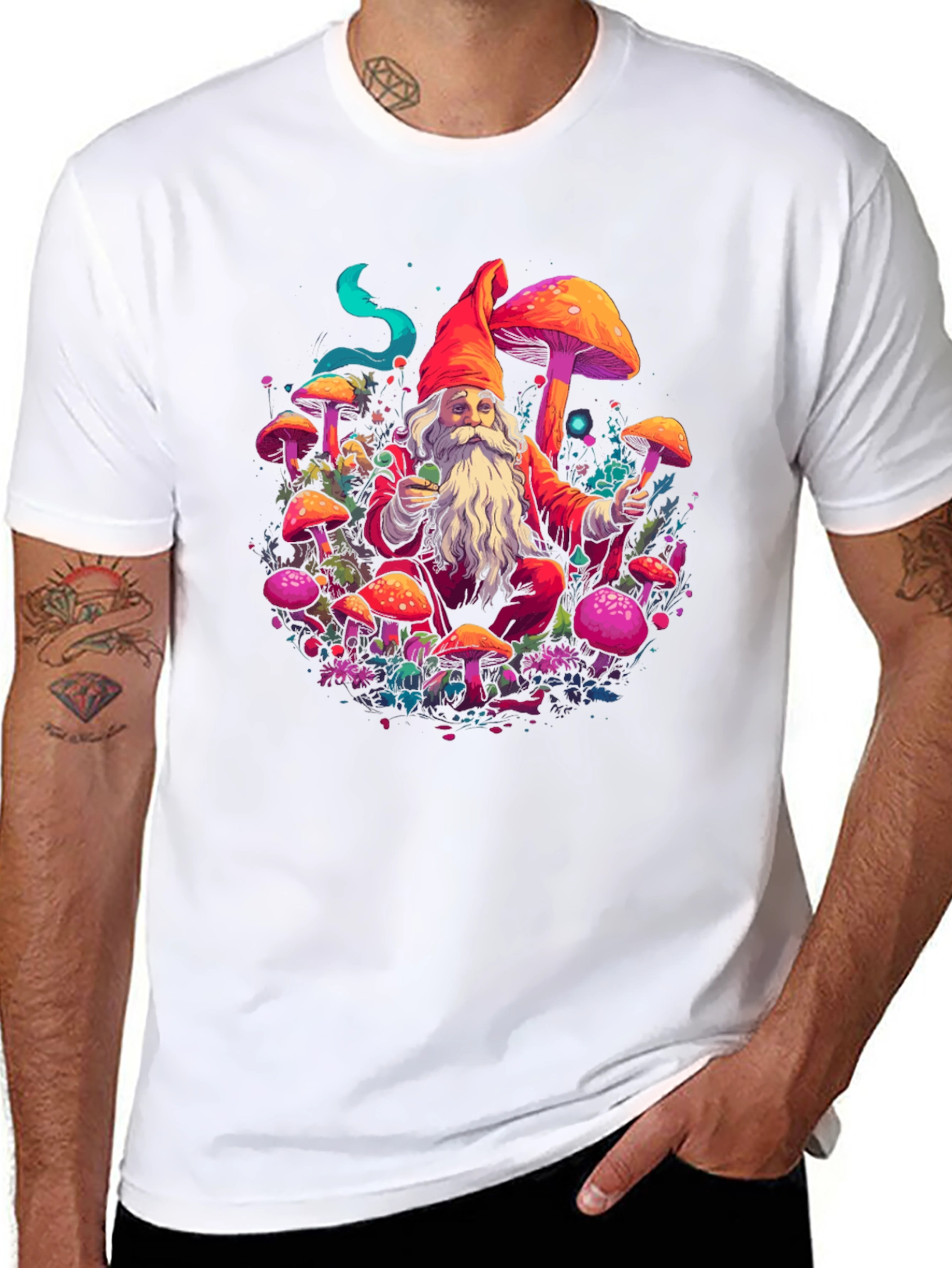 Mushroom Gnome Graphic Tee - Funky Design