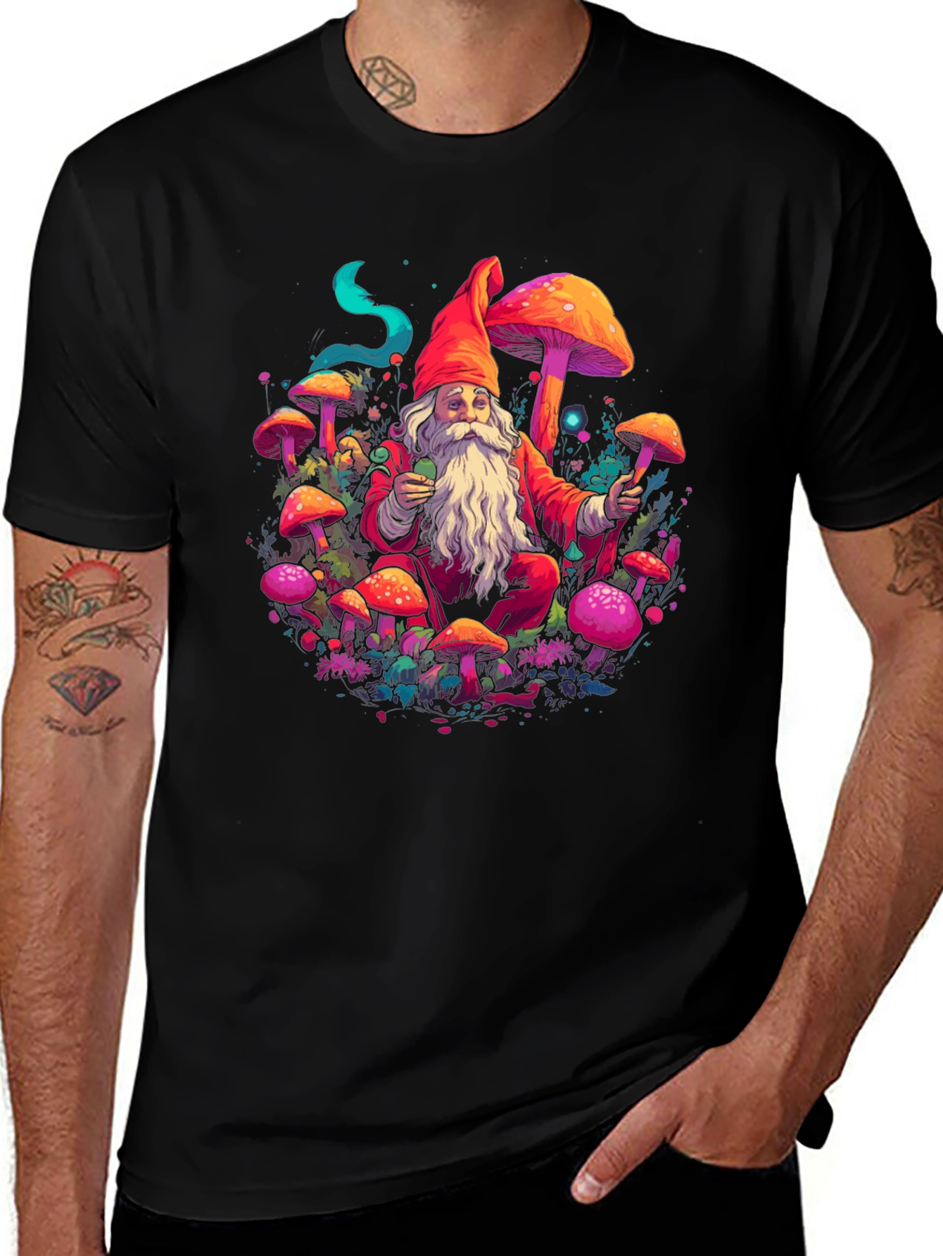Mushroom Gnome Graphic Tee - Funky Design