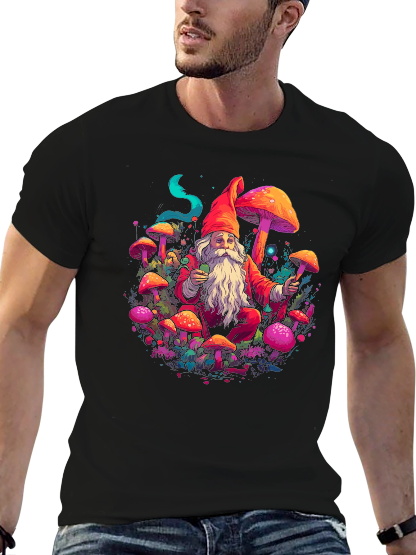 Mushroom Gnome Graphic Tee - Funky Design