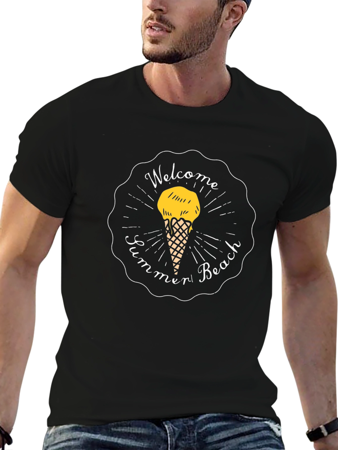 Welcome Summer Beach Black T-Shirt