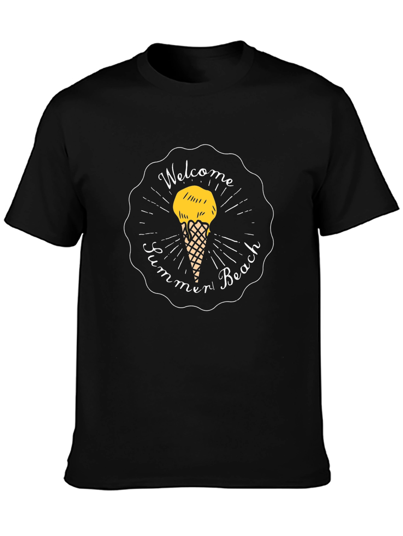 Welcome Summer Beach Black T-Shirt