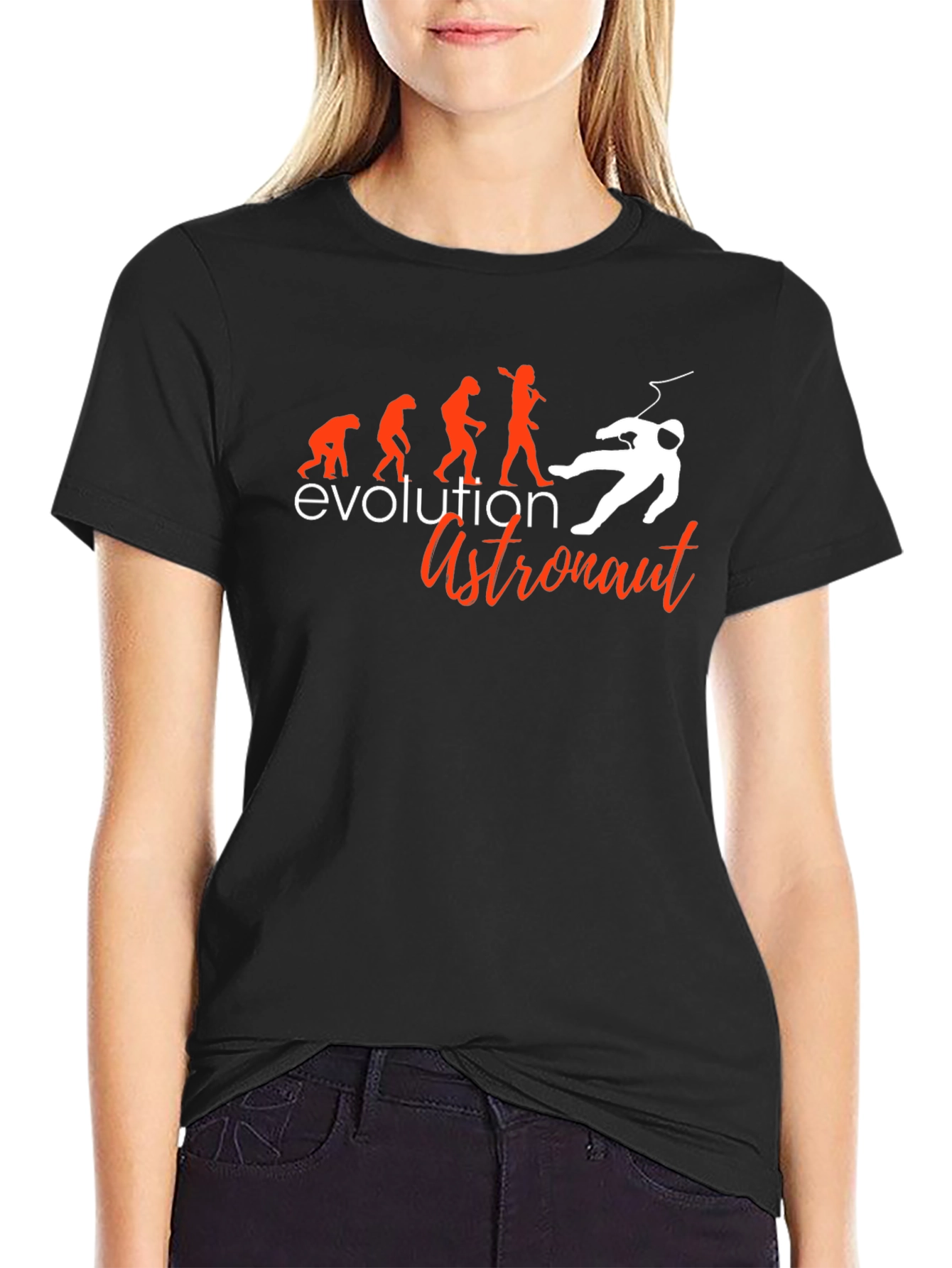 Evolution to Astronaut Graphic Tee - Black Cotton Blend