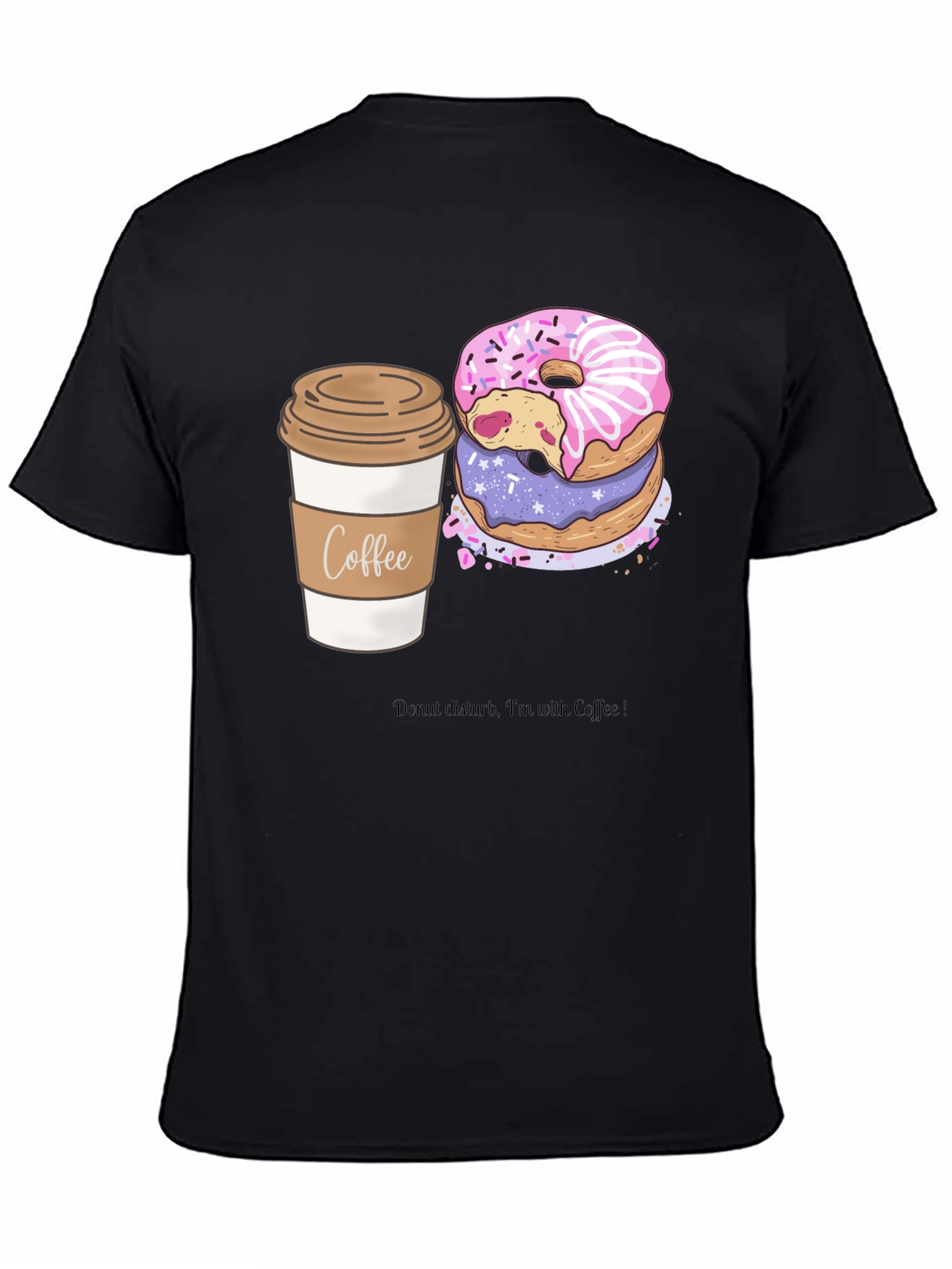 Coffee & Donuts Graphic Tee - Unisex Black T-Shirt