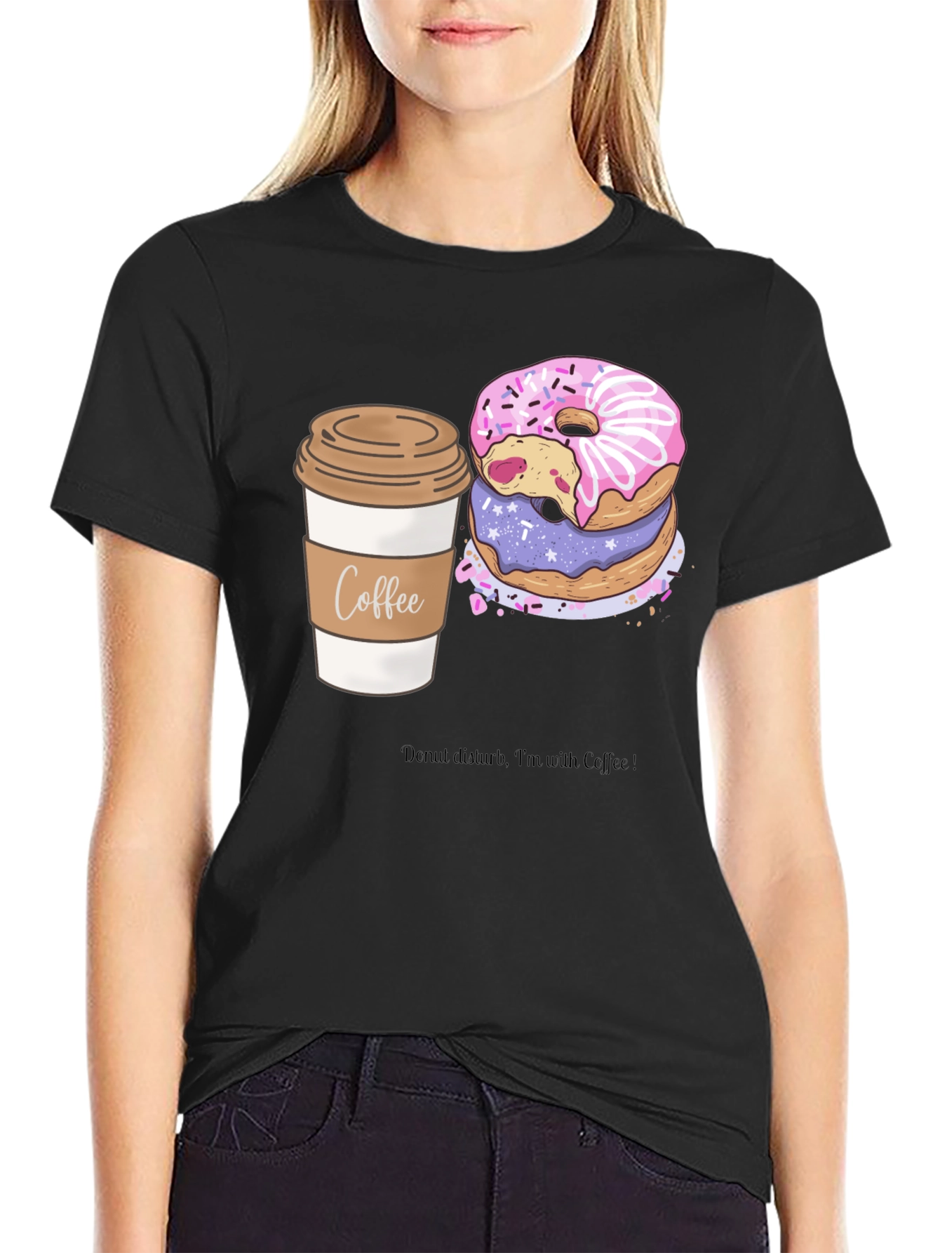 Coffee & Donuts Graphic Tee - Unisex Black T-Shirt