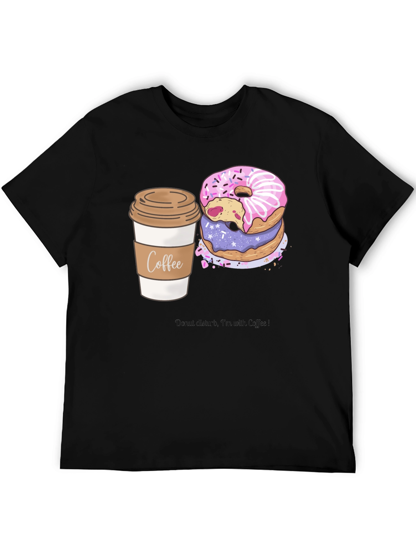 Coffee & Donuts Graphic Tee - Unisex Black T-Shirt
