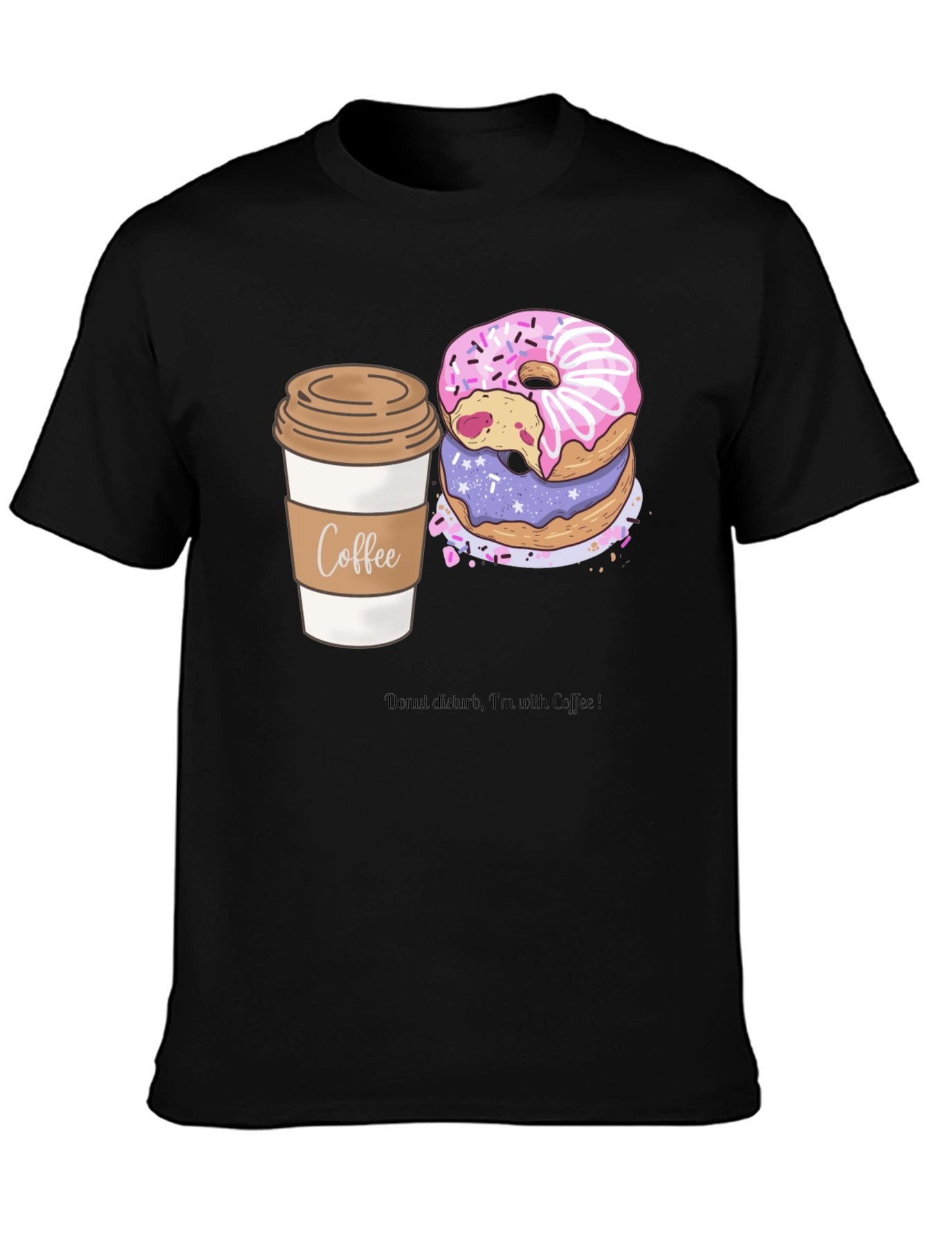 Coffee & Donuts Graphic Tee - Unisex Black T-Shirt