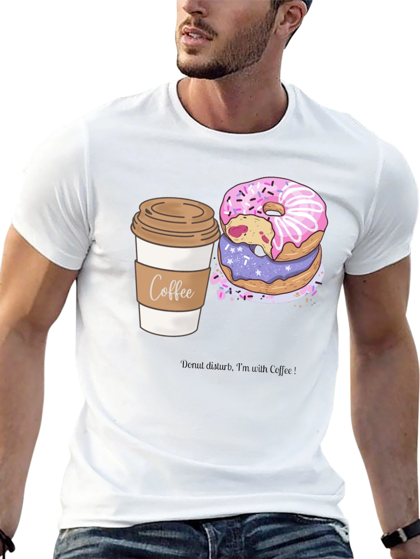 Coffee & Donuts Graphic Tee - Unisex Black T-Shirt