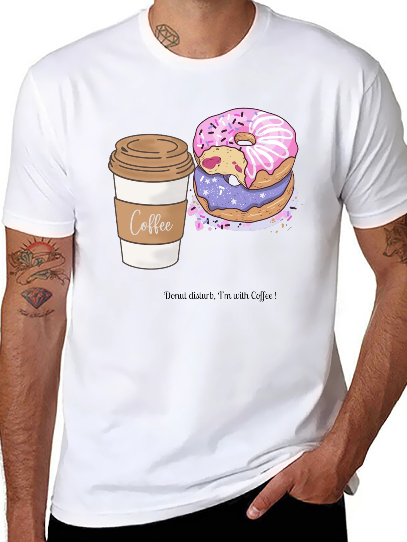Coffee & Donuts Graphic Tee - Unisex Black T-Shirt