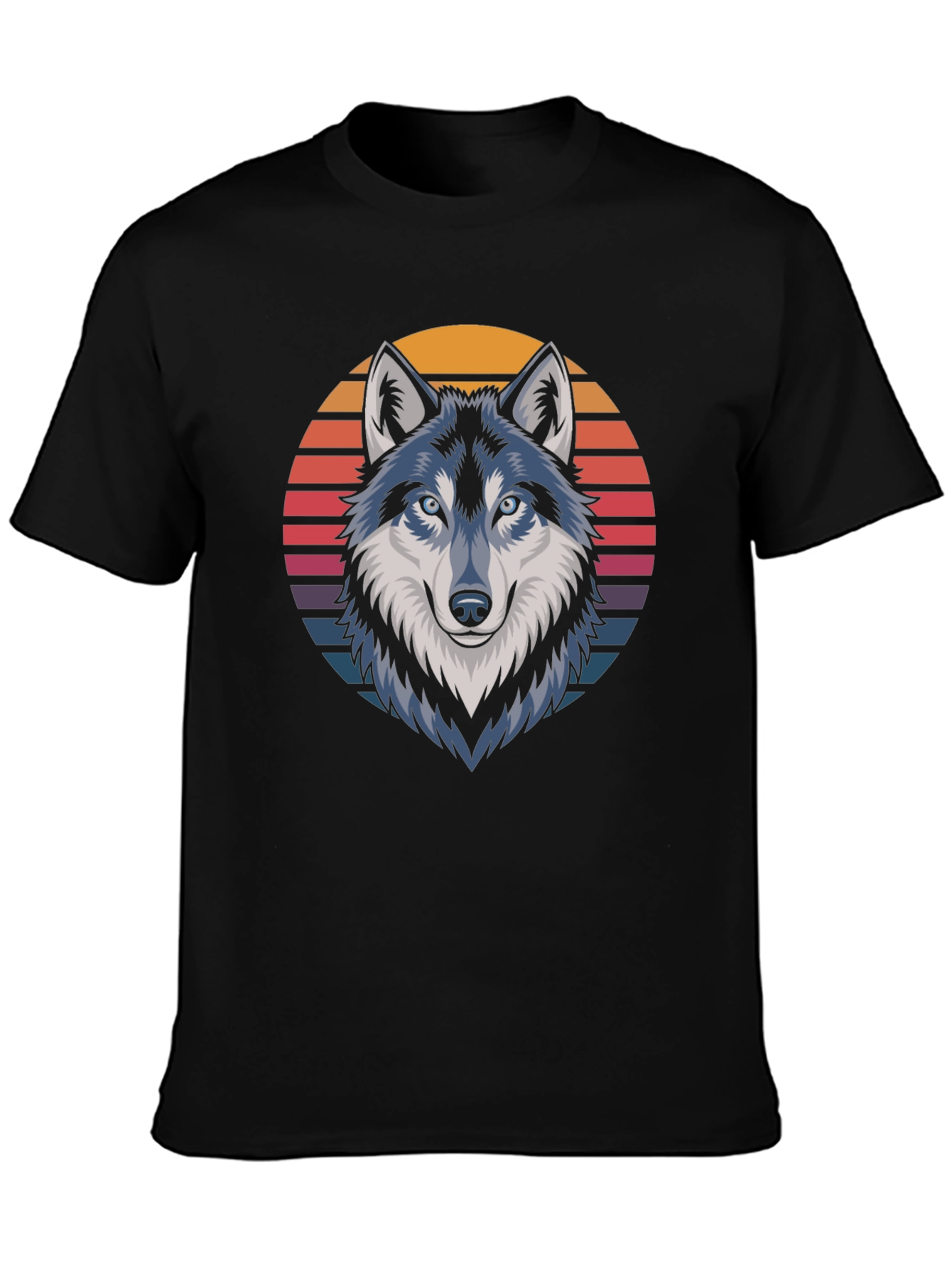 Retro Wolf Graphic Tee - Stylish Black T-Shirt