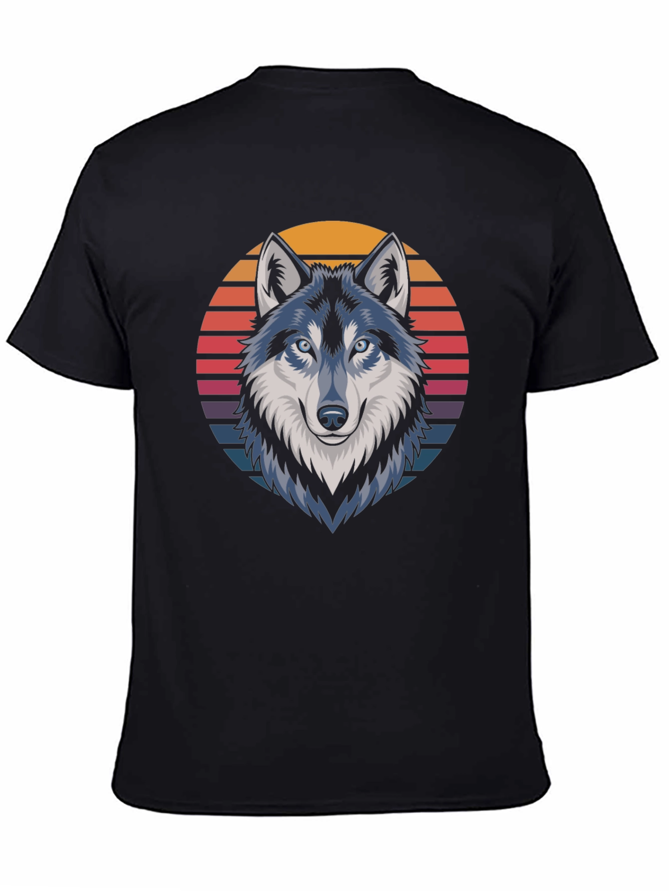 Retro Wolf Graphic Tee - Stylish Black T-Shirt
