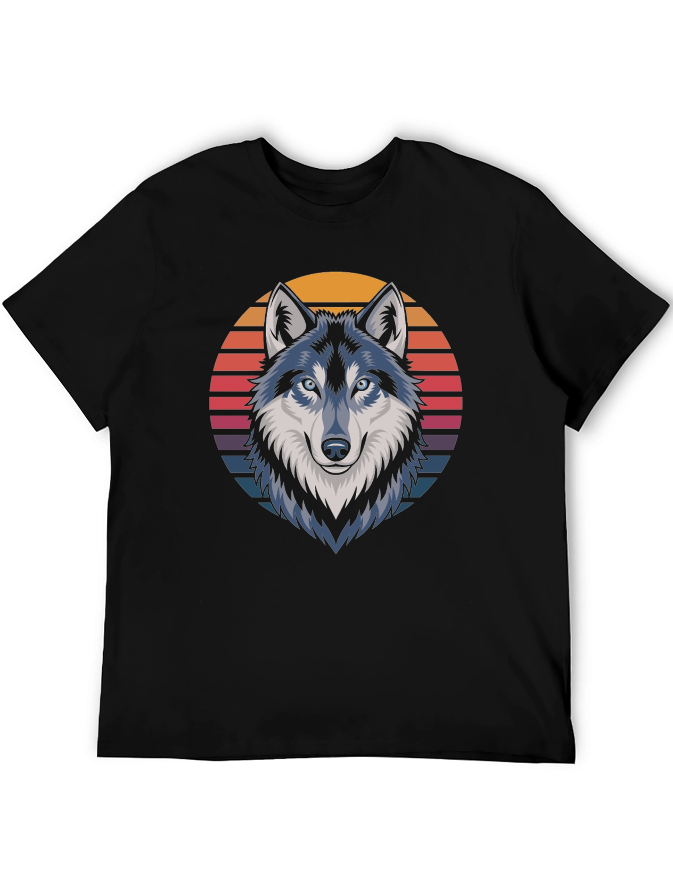 Retro Wolf Graphic Tee - Stylish Black T-Shirt
