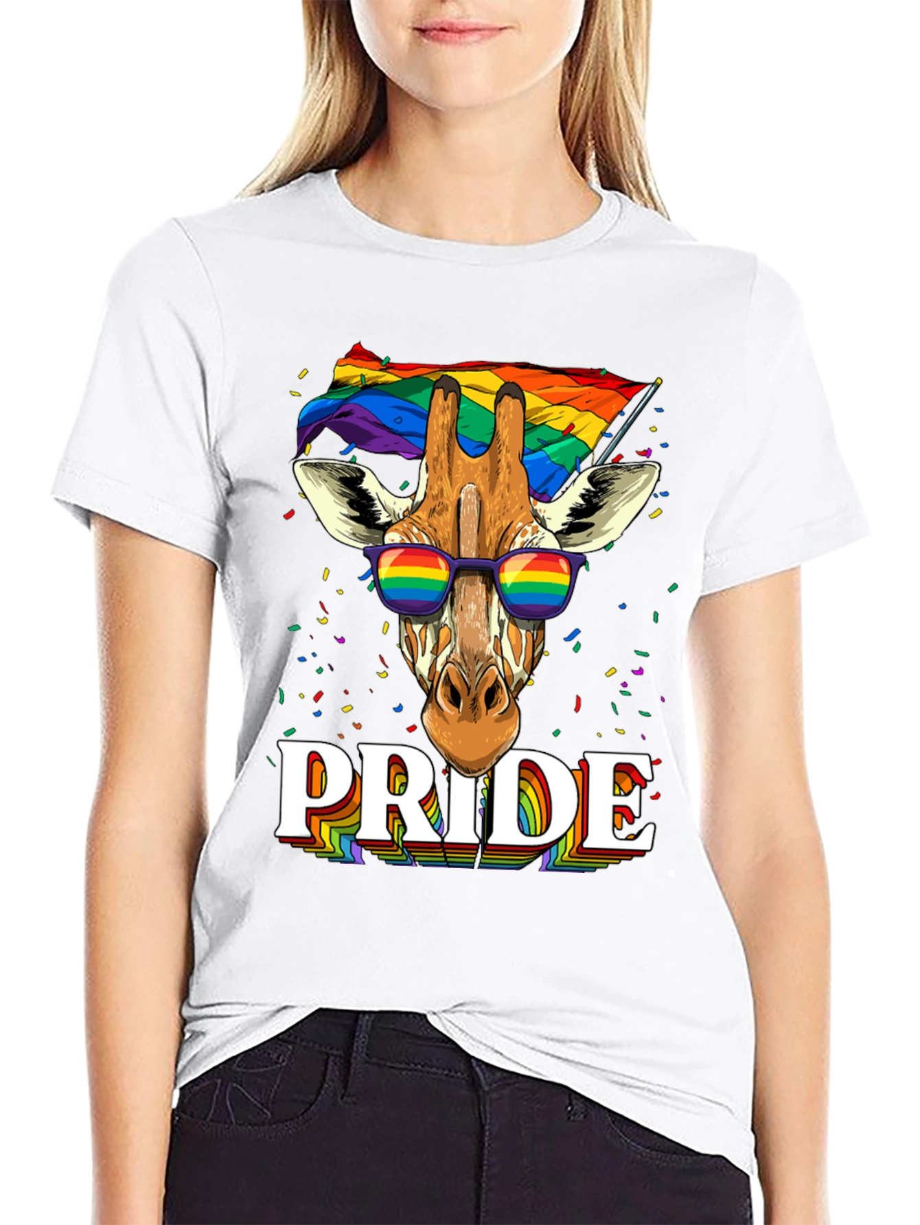 Pride Giraffe Graphic Tee - LGBT Rainbow T-Shirt