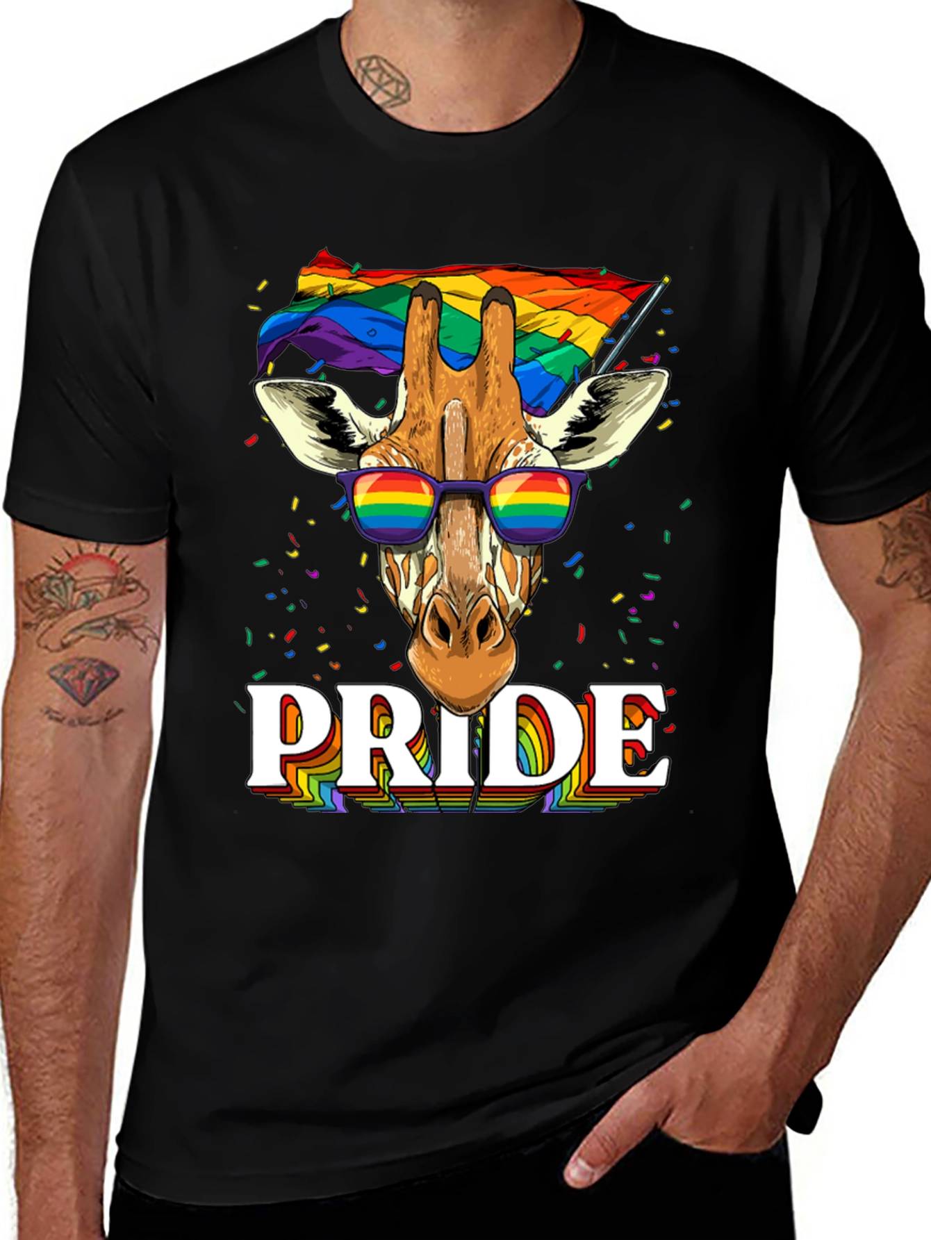 Pride Giraffe Graphic Tee - LGBT Rainbow T-Shirt