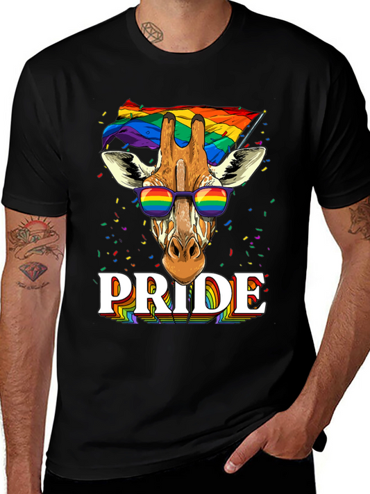 Pride Giraffe Graphic Tee - LGBT Rainbow T-Shirt