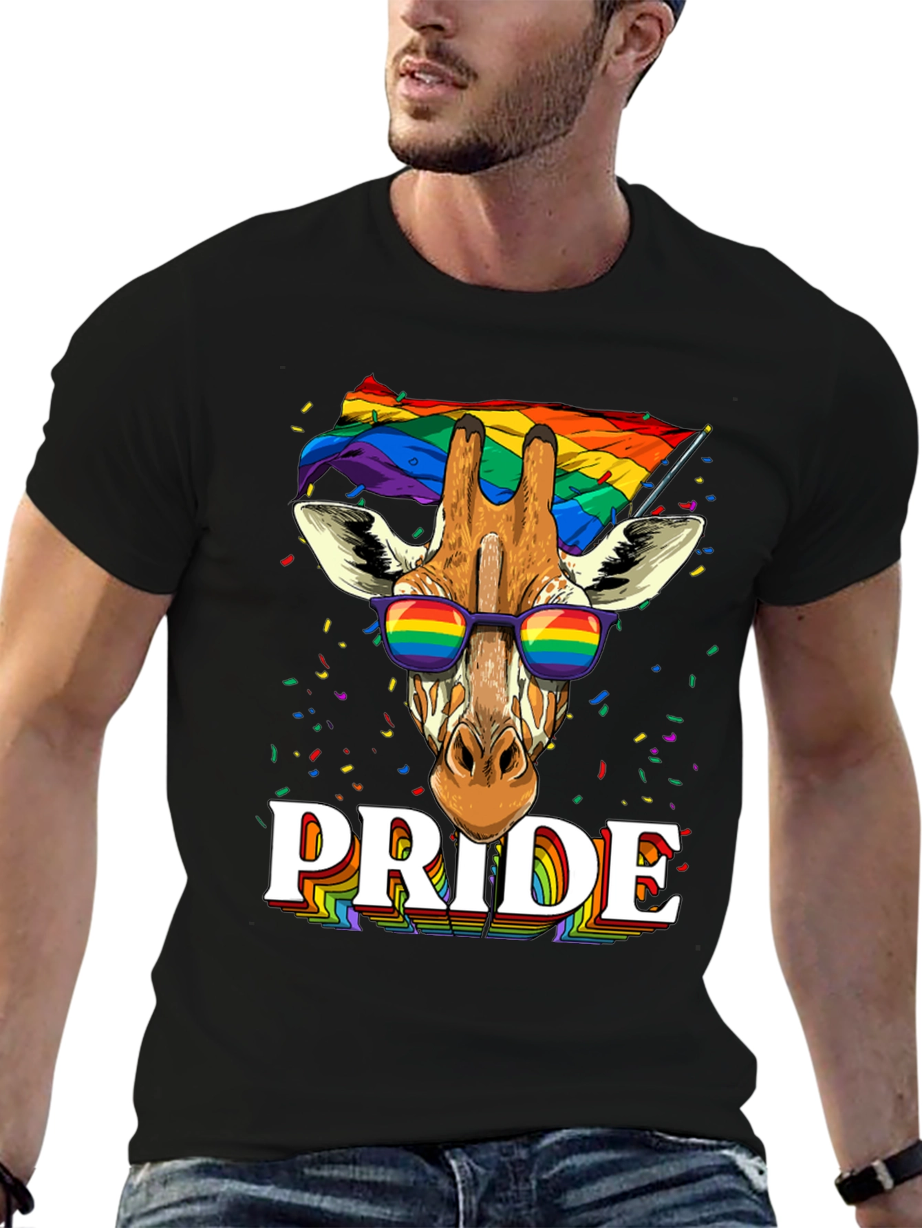 Pride Giraffe Graphic Tee - LGBT Rainbow T-Shirt