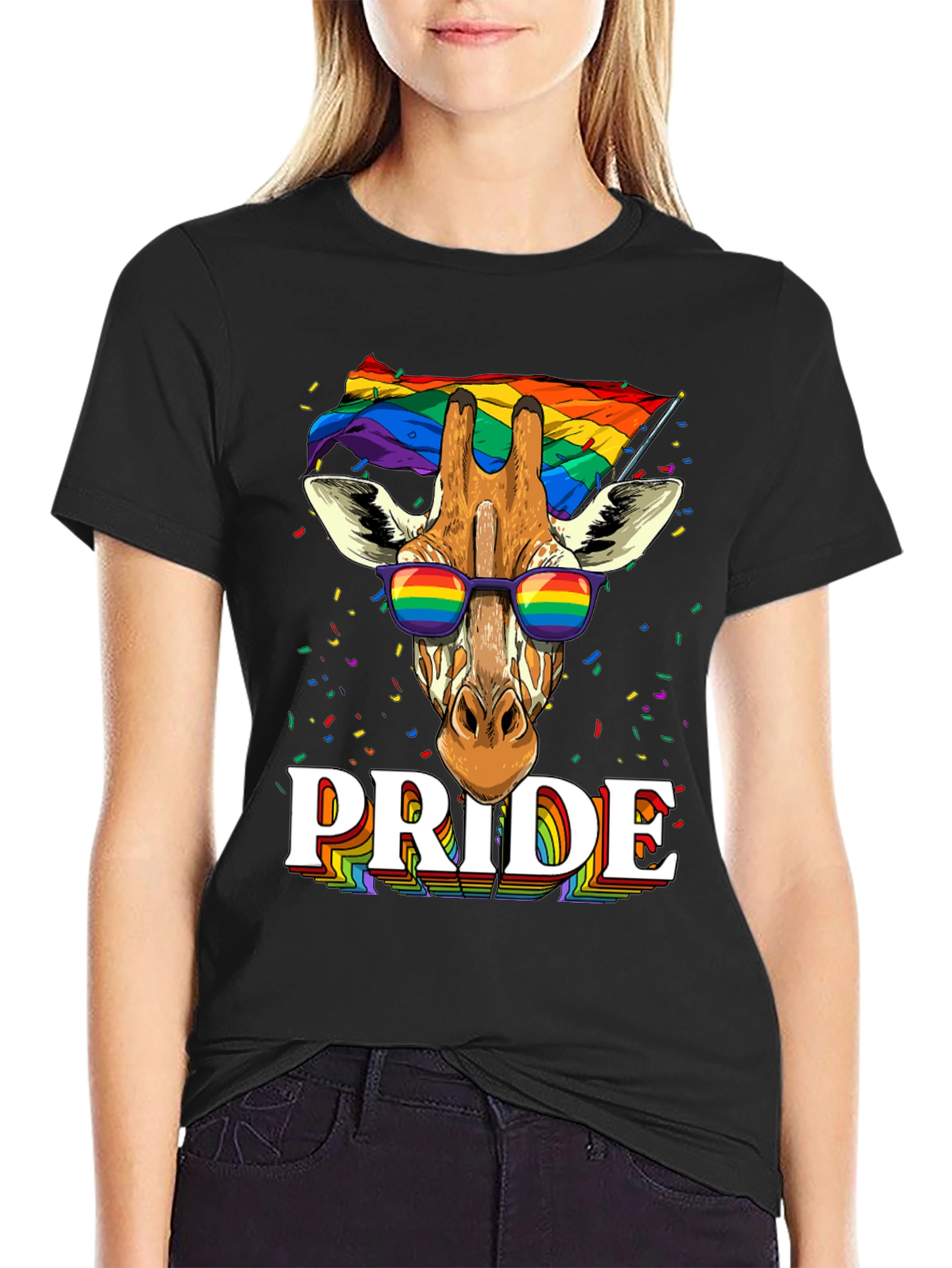 Pride Giraffe Graphic Tee - LGBT Rainbow T-Shirt