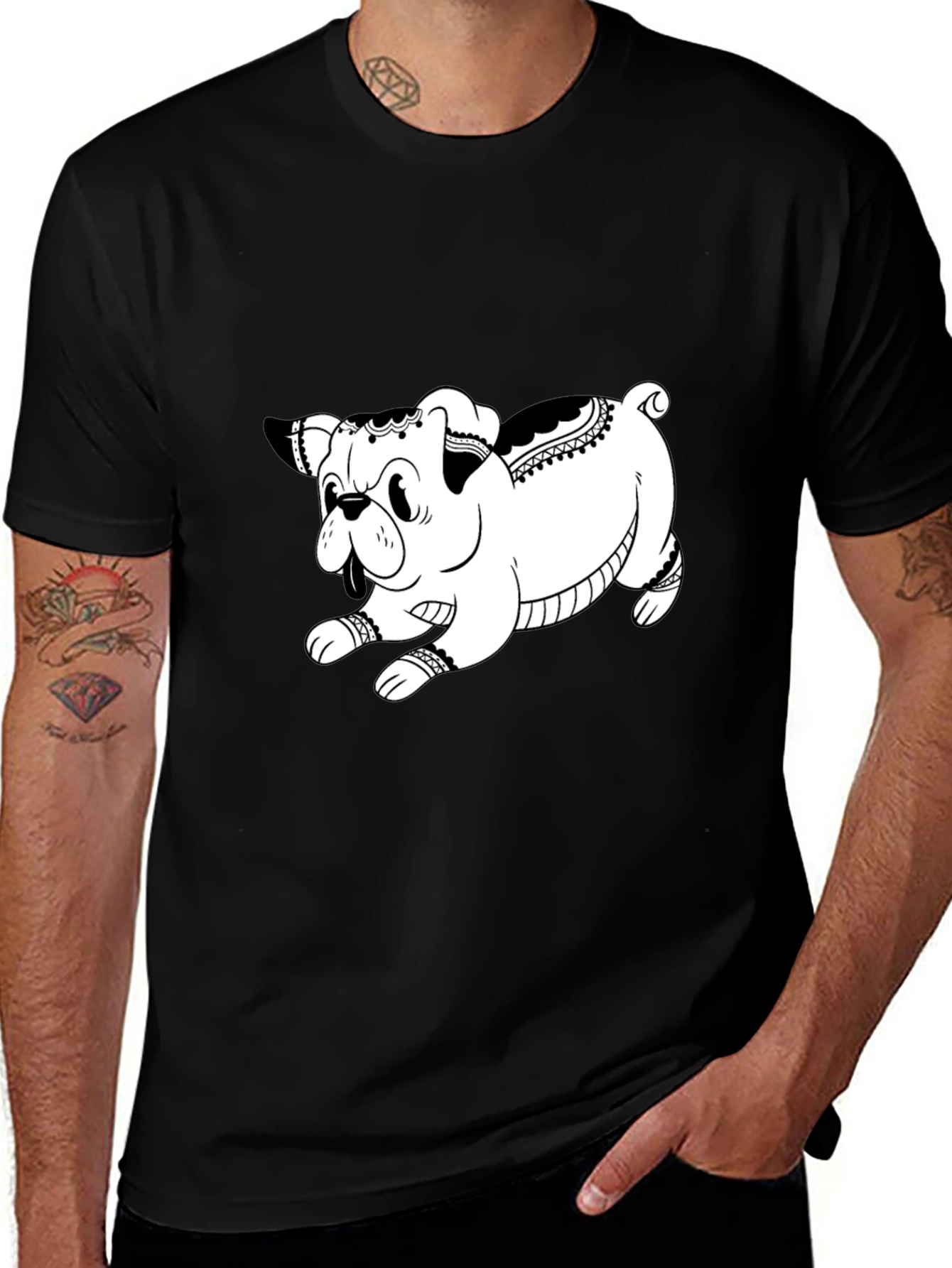 Cool Black Dog Graphic Tee