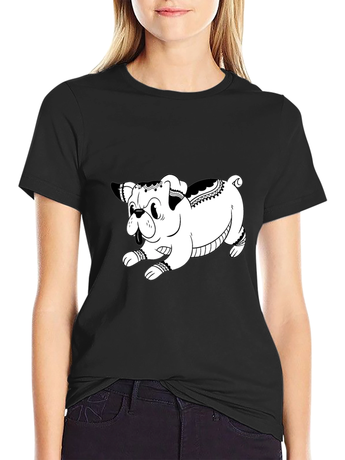 Cool Black Dog Graphic Tee