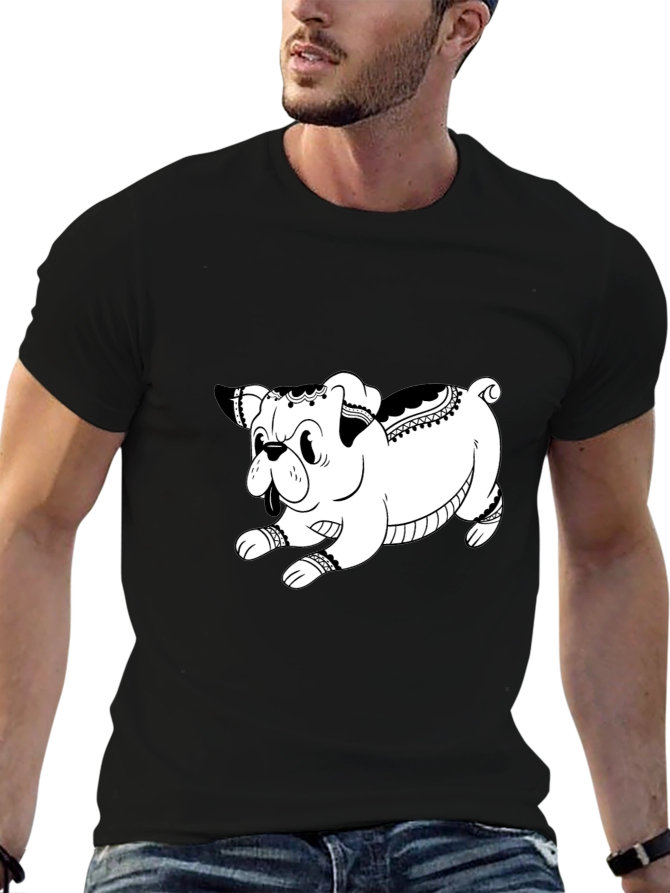 Cool Black Dog Graphic Tee