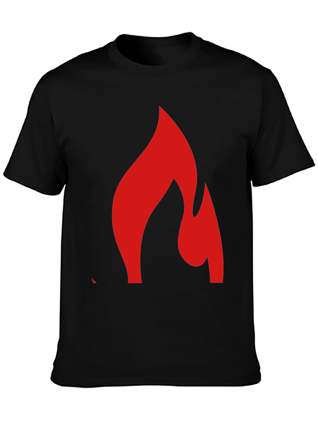 Bold Flame Graphic Tee - Black Cotton Blend Shirt