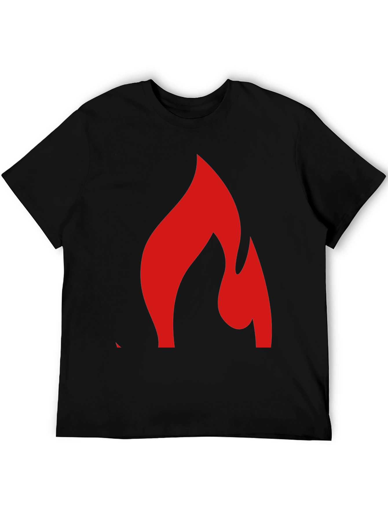 Bold Flame Graphic Tee - Black Cotton Blend Shirt