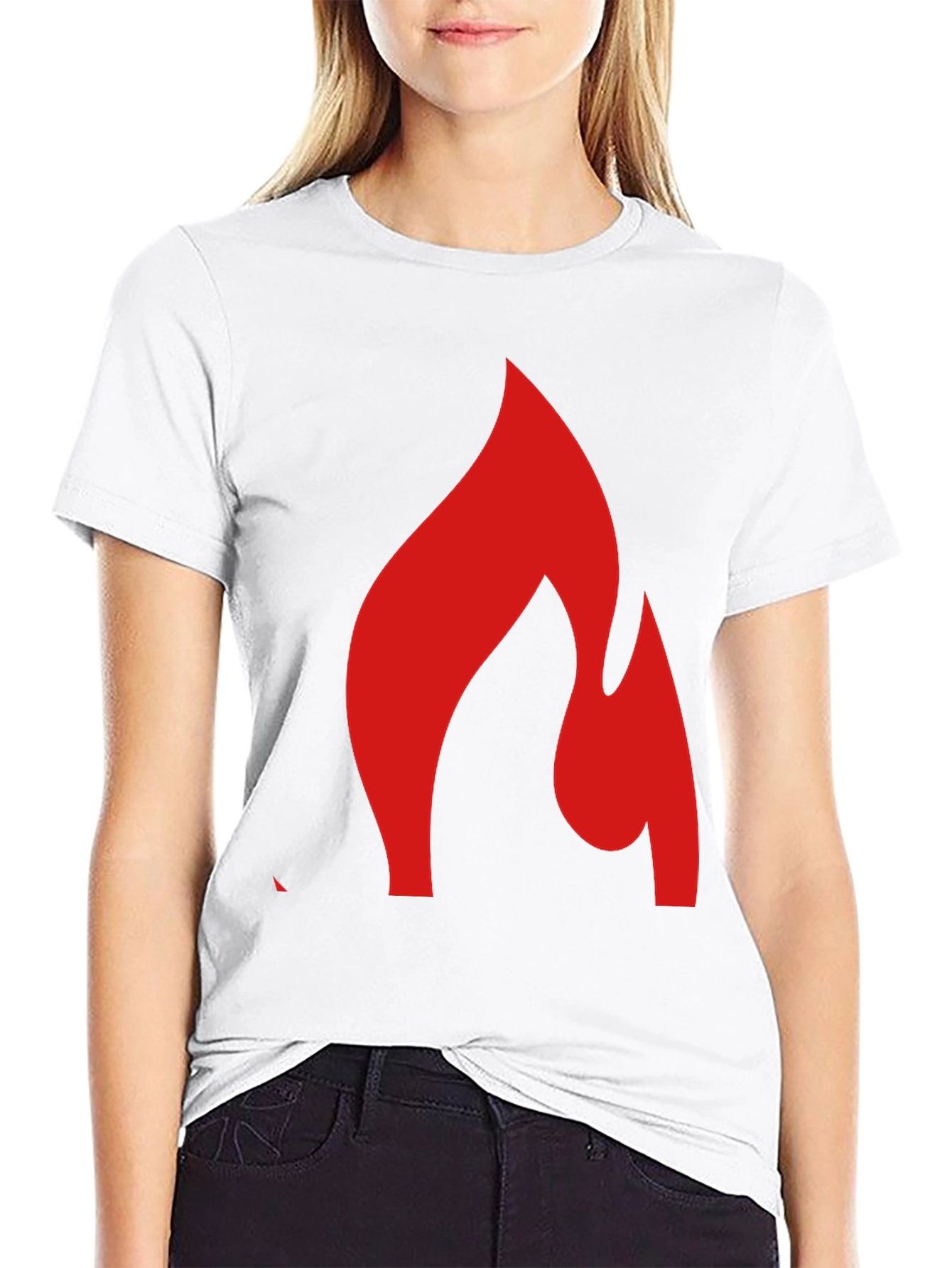 Bold Flame Graphic Tee - Black Cotton Blend Shirt