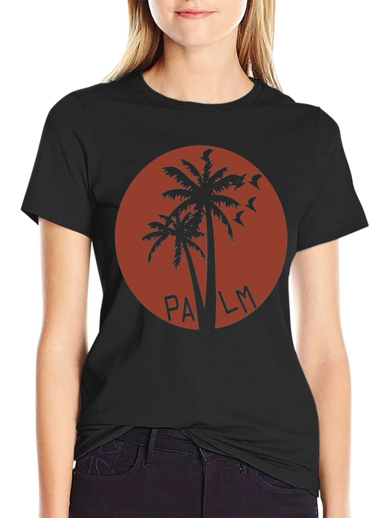 Retro Palm Tree Graphic T-Shirt - Black