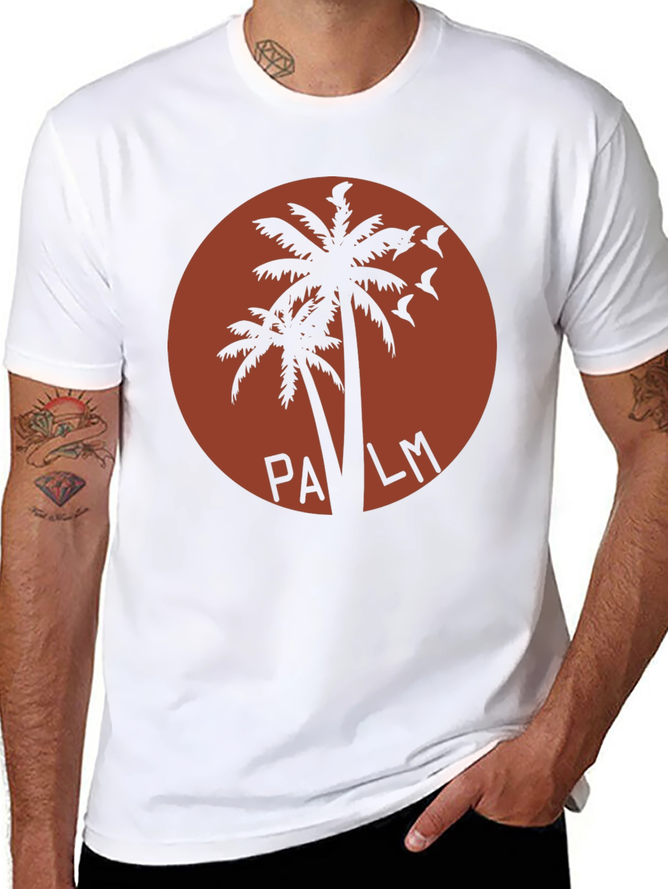 Retro Palm Tree Graphic T-Shirt - Black