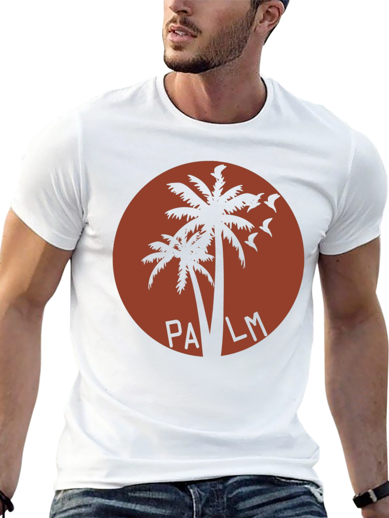 Retro Palm Tree Graphic T-Shirt - Black