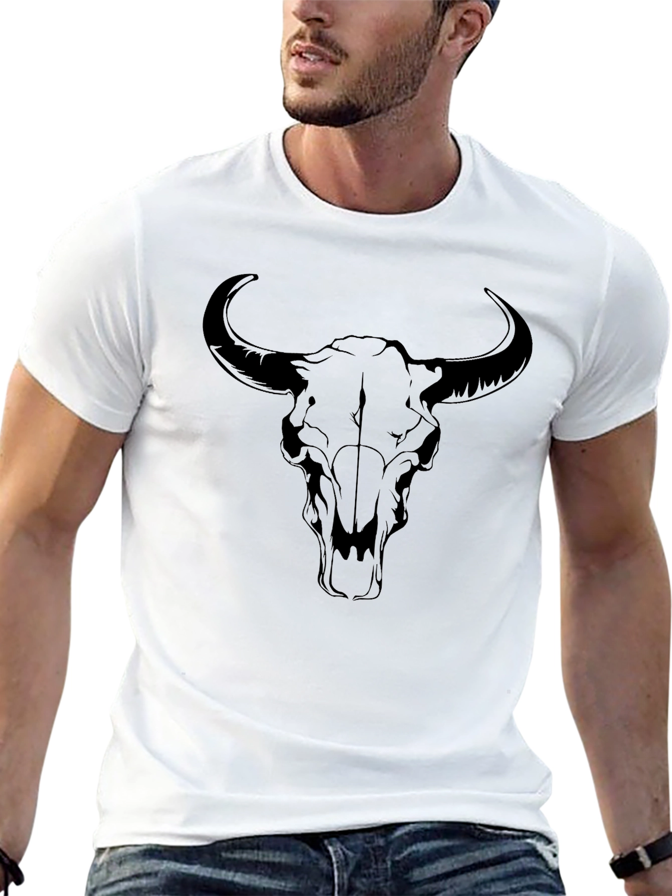Black Bull Skull Graphic Tee